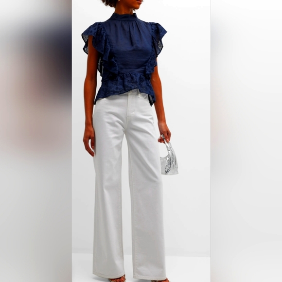 Sandro Owell High Waist Wide leg jeans White Size FR 40/US8NWT